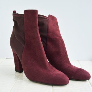 Wine red suede bootie, Sz 7